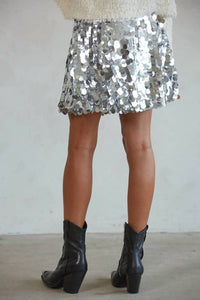 By Together - Sequin Asymmetrical Flare Mini Skirt