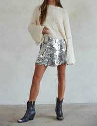 By Together - Sequin Asymmetrical Flare Mini Skirt