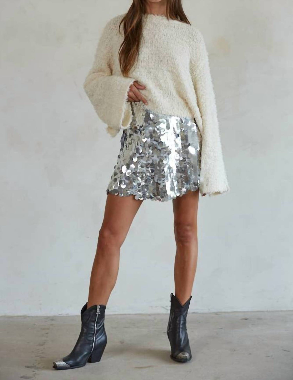 By Together - Sequin Asymmetrical Flare Mini Skirt