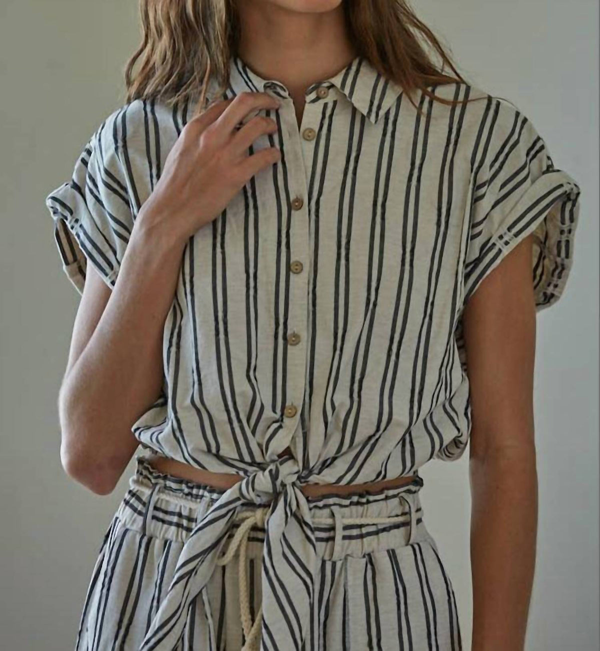 By Together - Striped Button Down Top