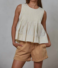 By Together - Woven Round Neck Sleeveless Top - beige - blouses - clothing