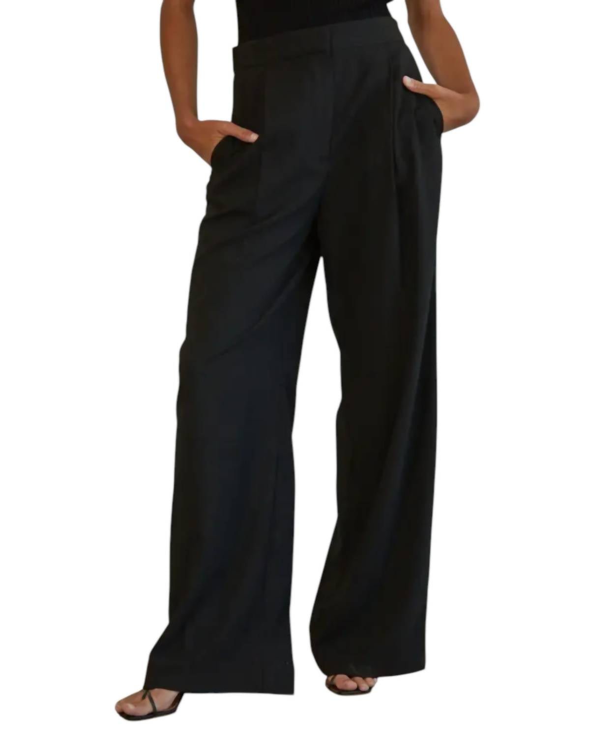 By Together - Woven Wide Leg Pant - black - clothing - pants
