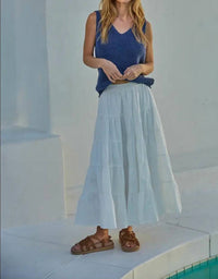By Together - Zoe Knit V - neck Sweater Tank Top - blue - clothing - cotton