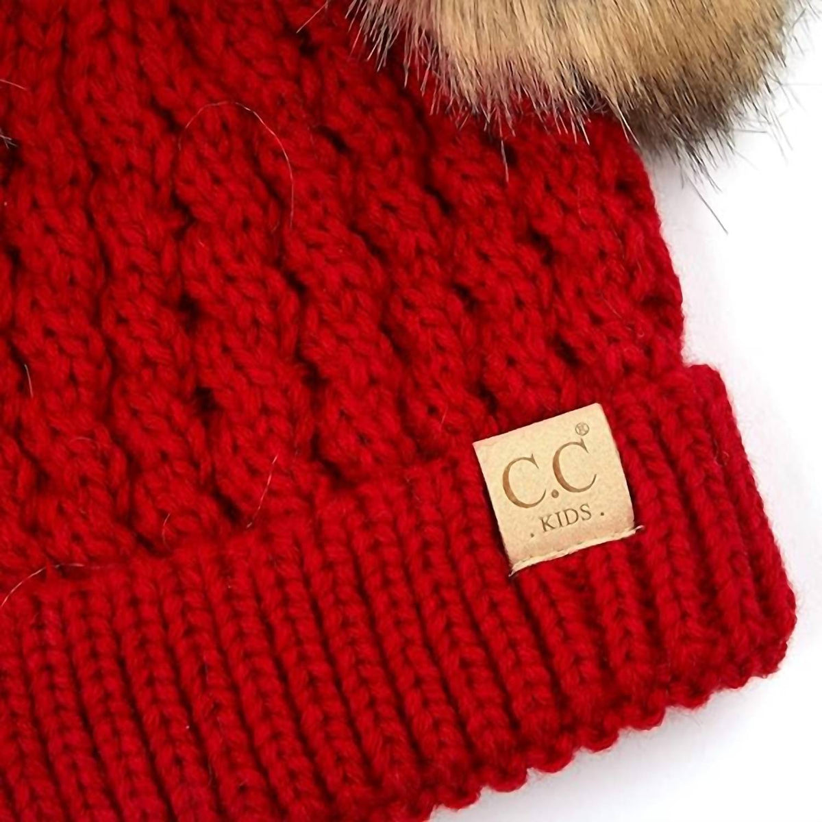 C.C Beanie - Kids Double Fur Pom Beanie