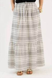 C'Isa - Isla Vista Striped Drawstring Maxi Skirt