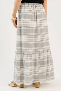 C'Isa - Isla Vista Striped Drawstring Maxi Skirt