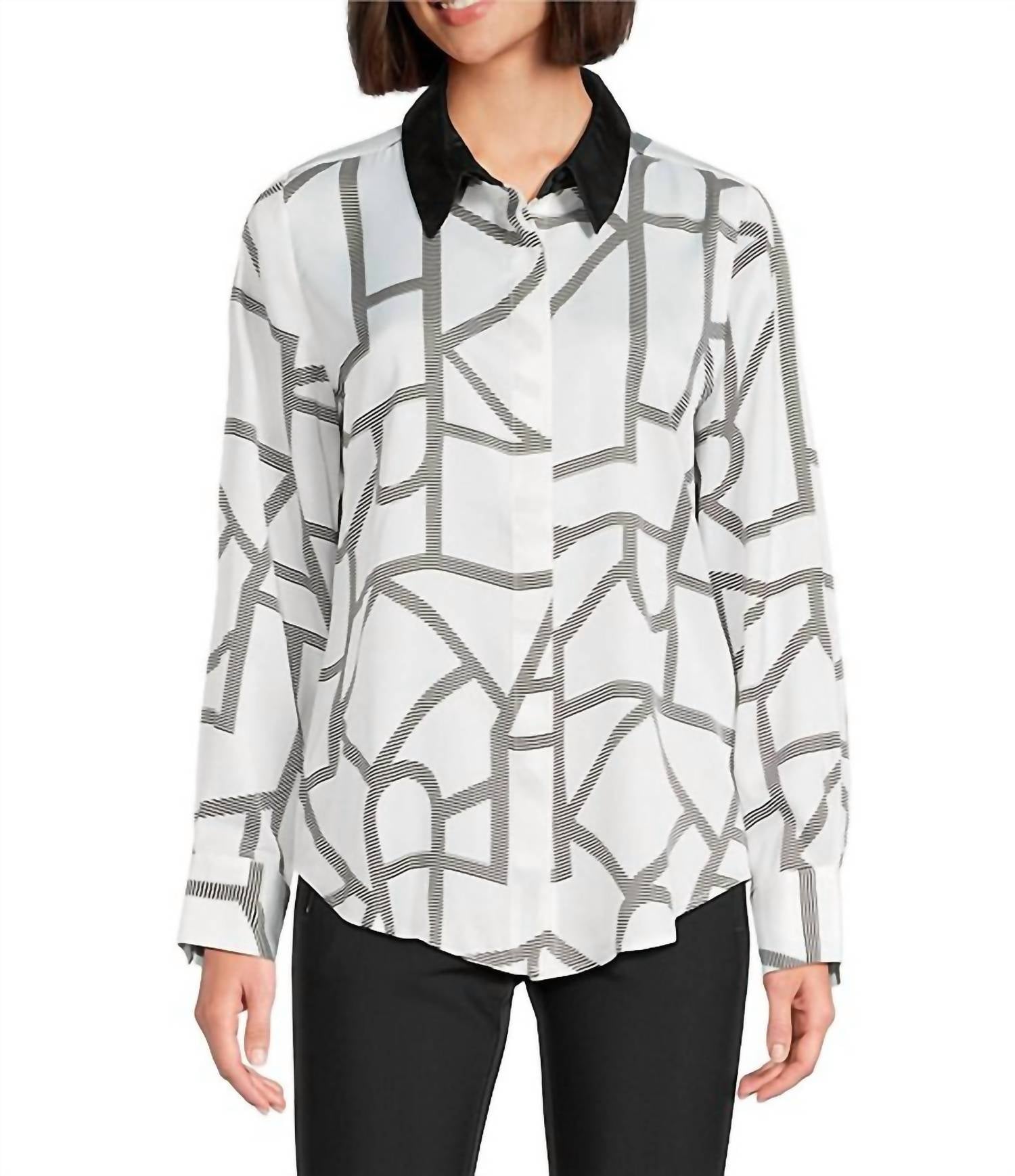 Karl Lagerfeld - Logo Print Collared Button Down Blouse
