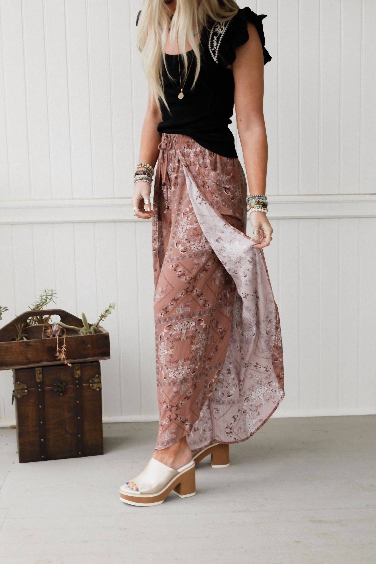 Three Bird Nest - Stasia Printed Drawstring Tulip Pants