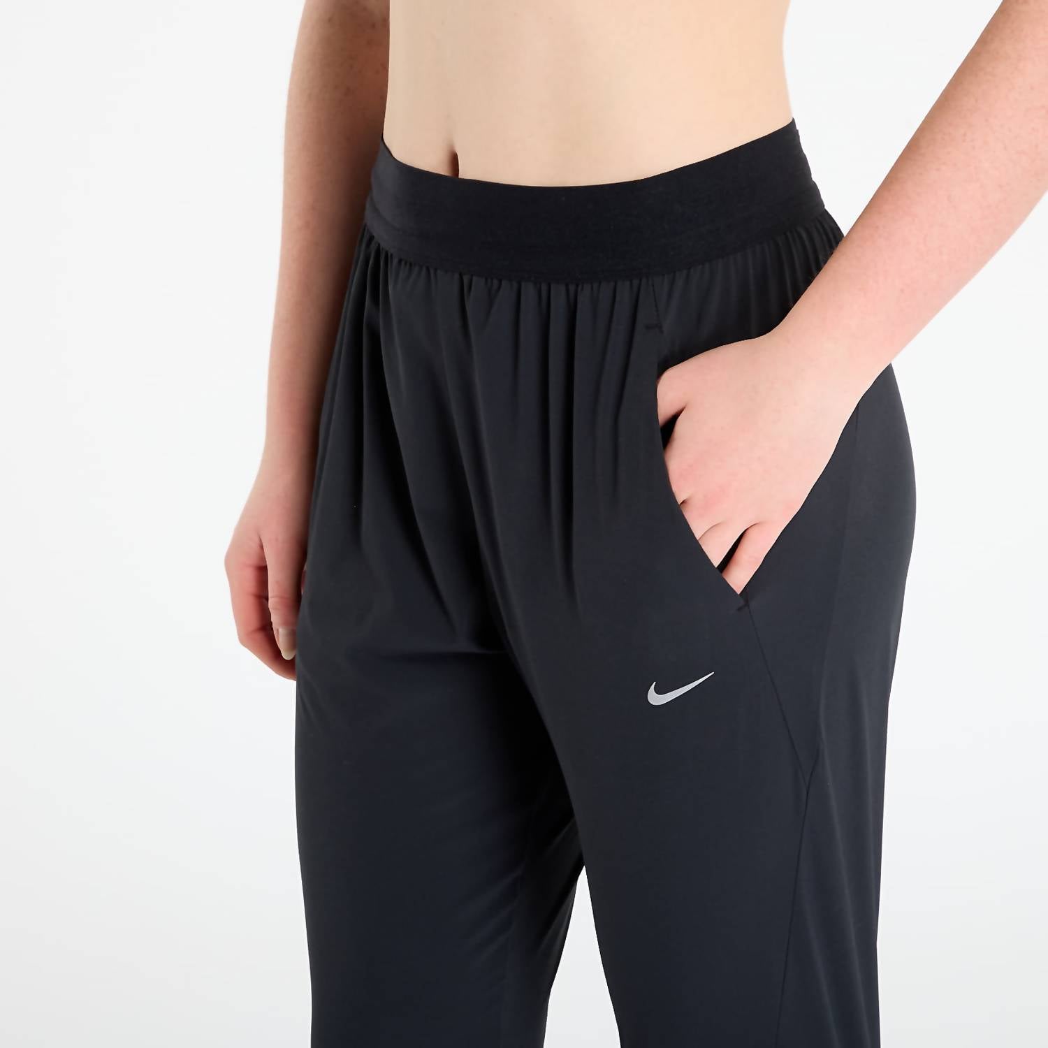 NIKE Dri-fit Mid-rise Running Pant in black black reflective silver - women's pants - alternate view