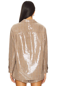 line and dot Checkmate Oversized Shacket in brown - women's jacket - view 4
