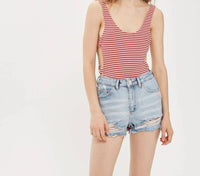 Topshop - Moto American Flag High Rise Mom Denim Shorts
