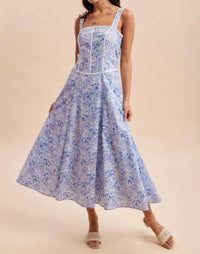 In-Loom - Contrast Piped Floral Maxi Dress