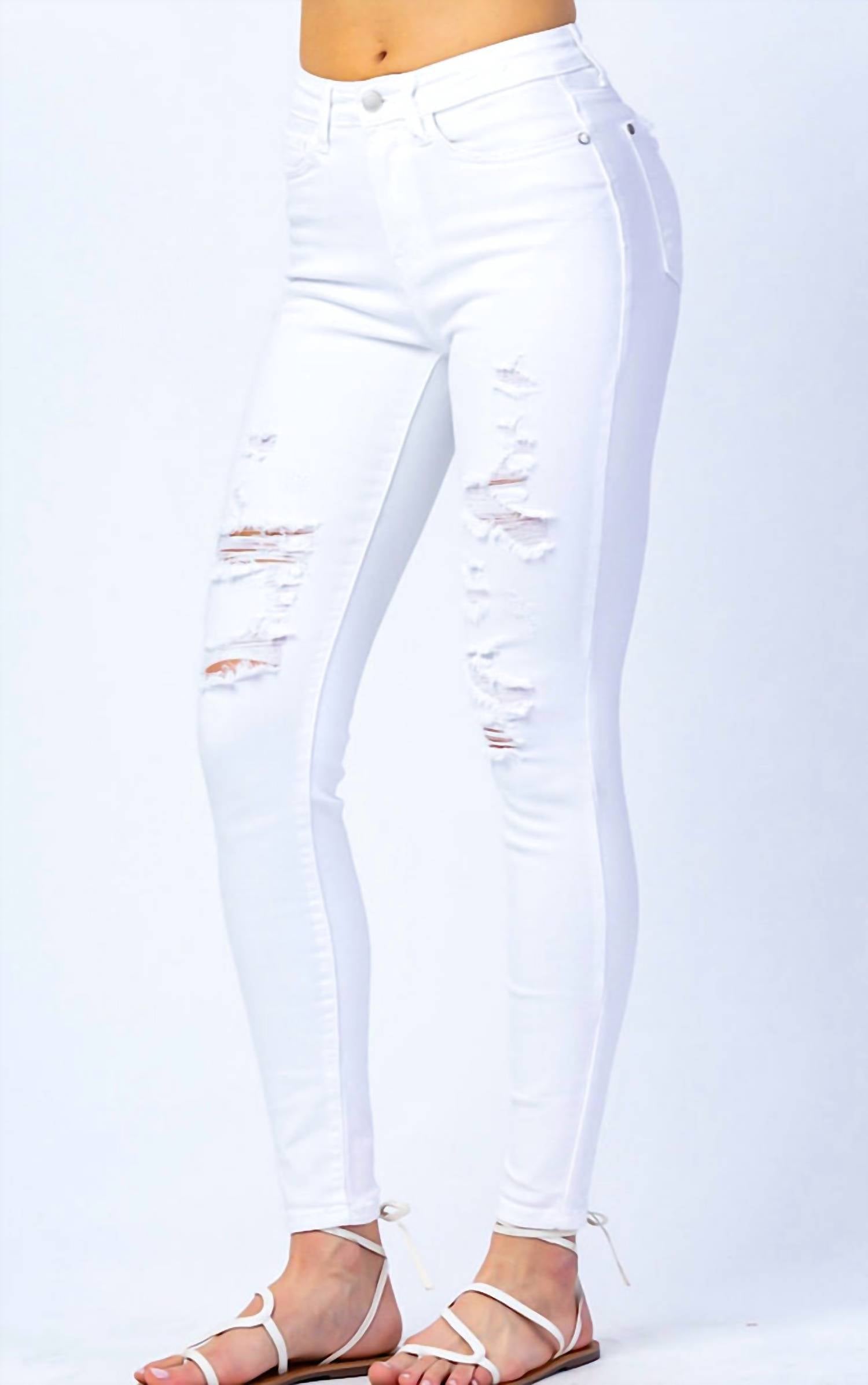 Judy Blue - Chrissy Destroyed Mid-rise Skinny Jeans