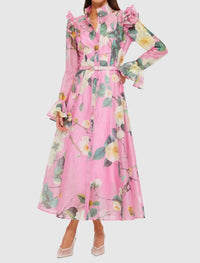 Leo Lin - Katrina Butterfly Sleeve Midi Dress