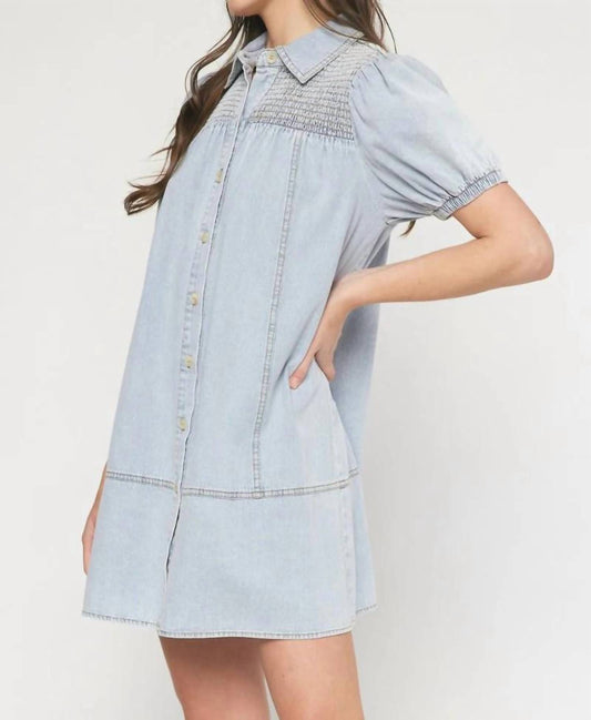 Entro - Denim Smocked Dress