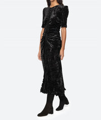 Sea - Cailyn Crushed Velvet Ruched Midi Dress