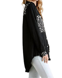 Umgee - Button Down Frayed Long Sleeve Shirt