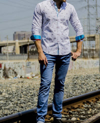 Eight X - Fill Coupe Button Down Shirt With Trim