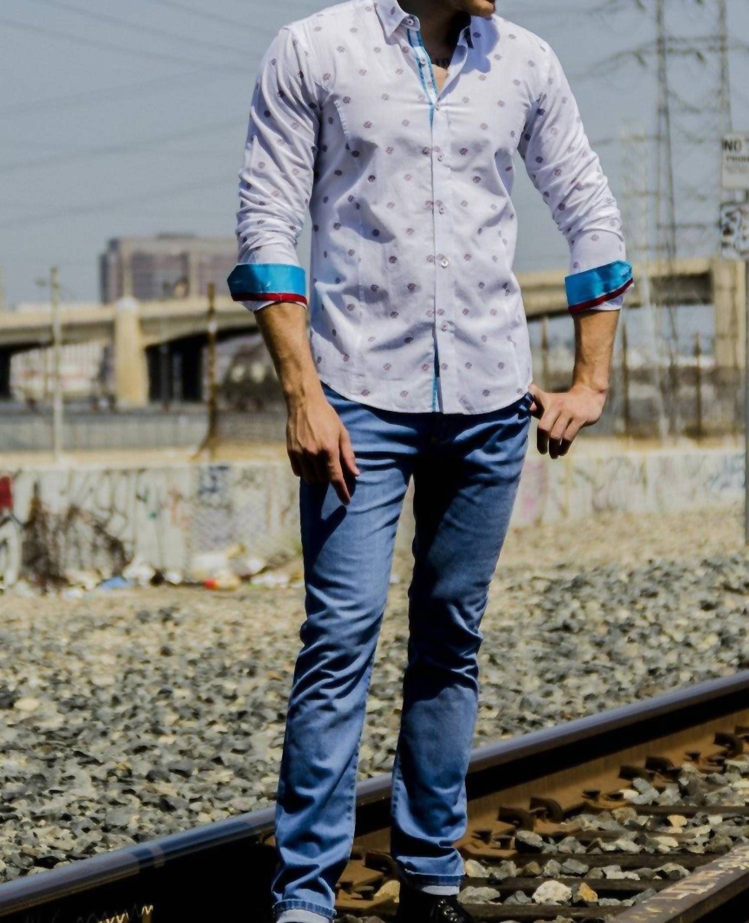 Eight X - Fill Coupe Button Down Shirt With Trim