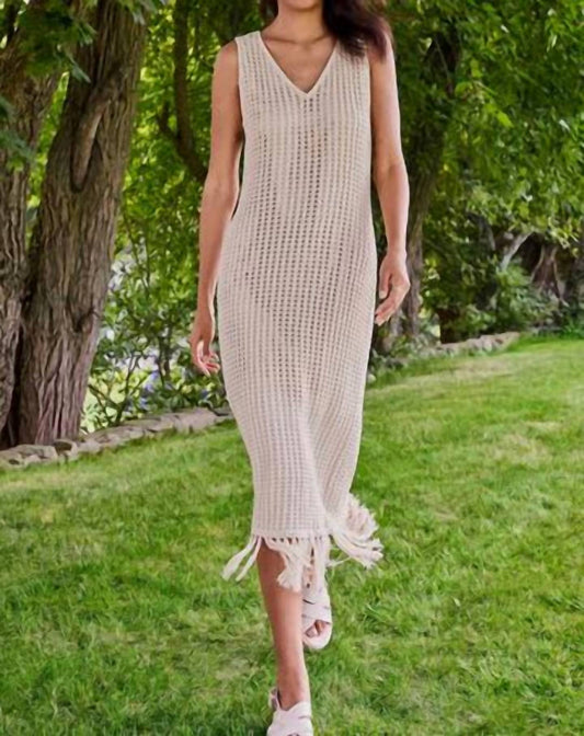 Crochet Knit Dress with Fringe