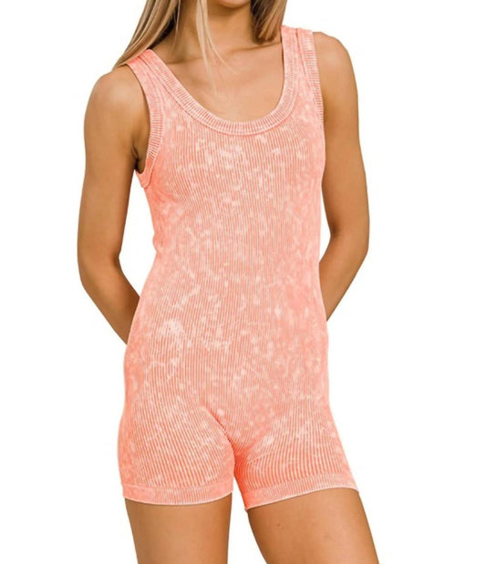 Zenana - Stone Washed Ribbed Seamless Romper