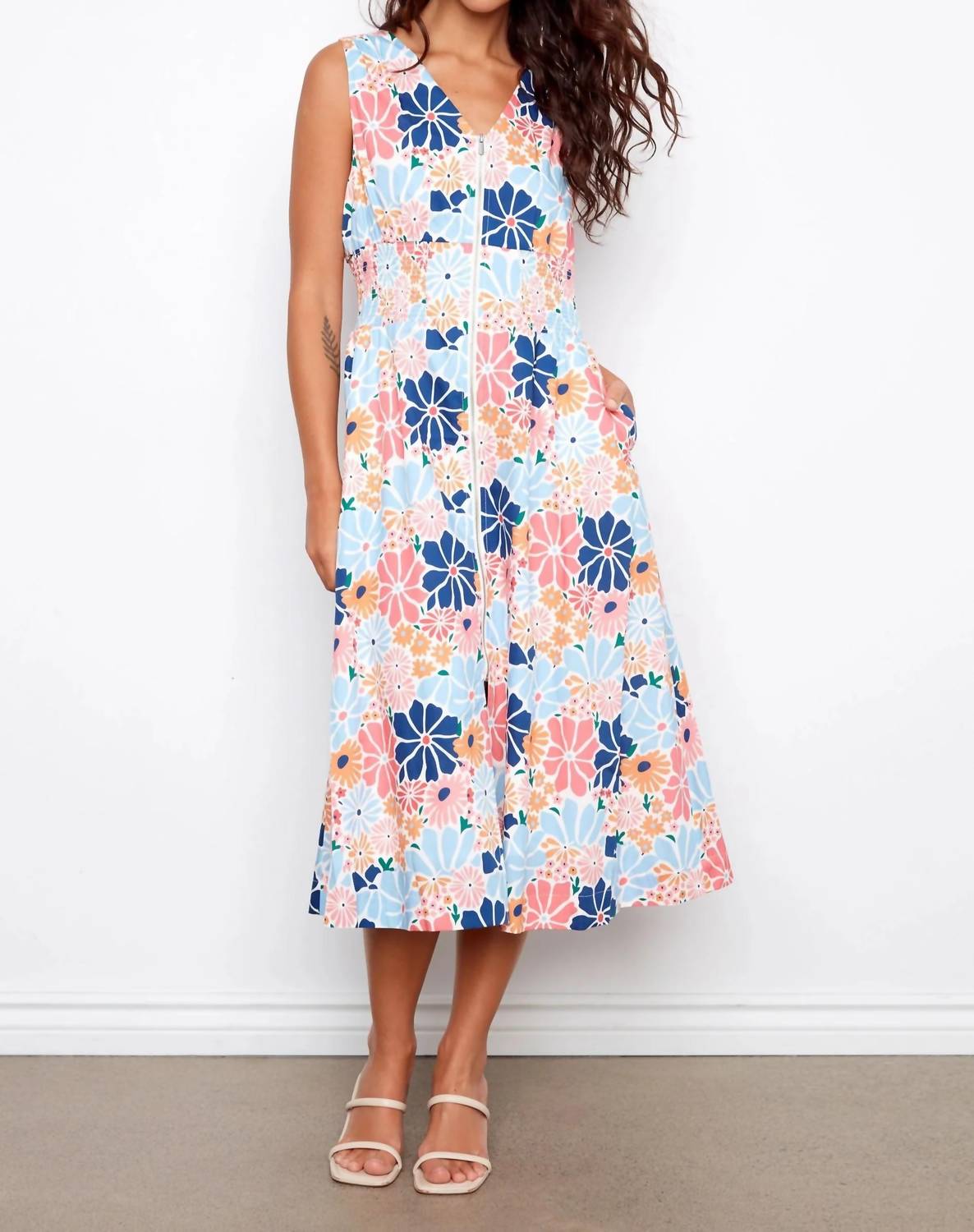 Charlie B - Front-zip Midi Dress