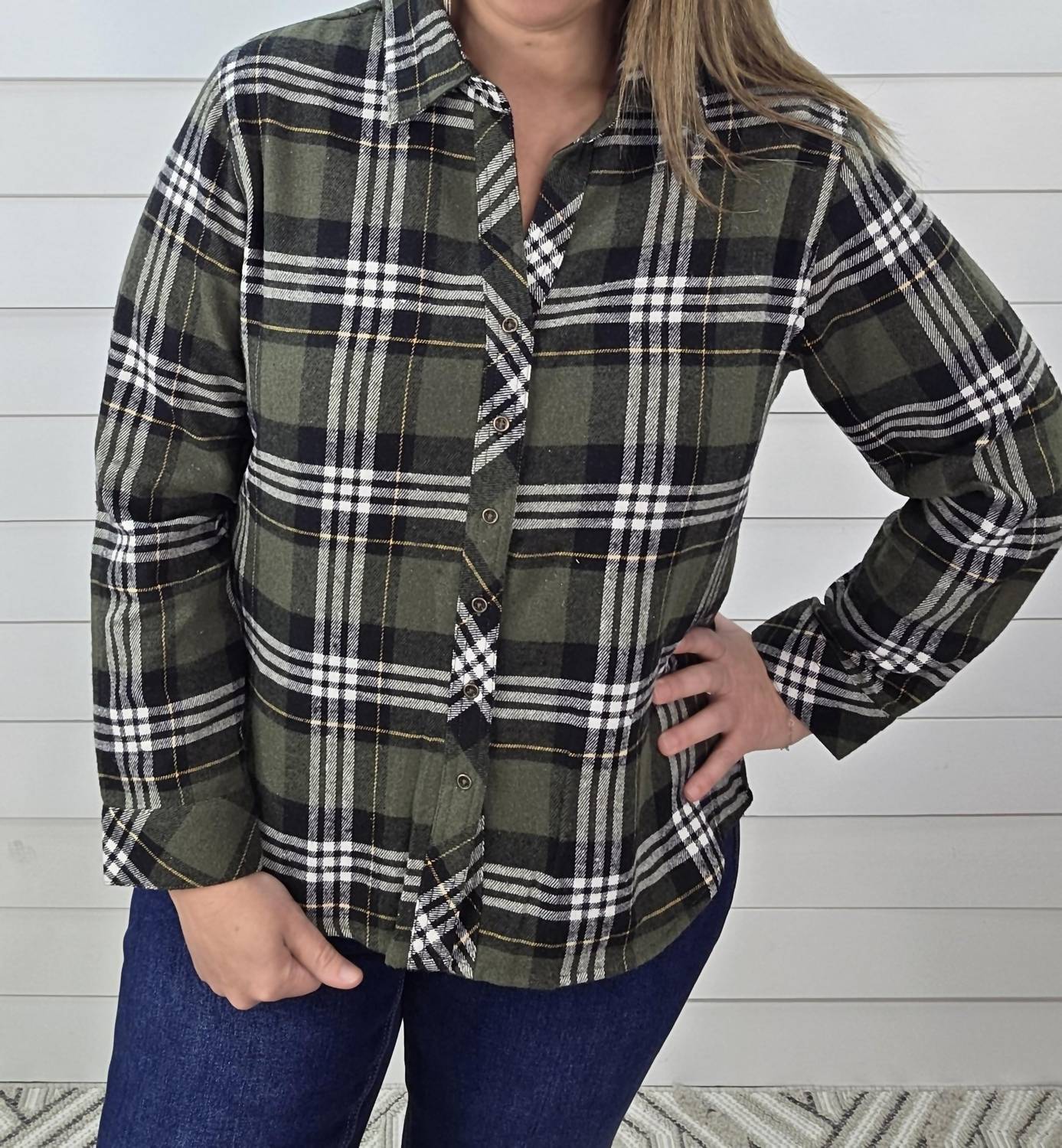 Keren Hart - High Low Button Down Plaid Flannel Shirt