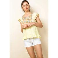 Thml - Embroidered Flutter Sleeve Top