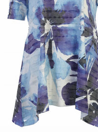 Jess & Jane Women's Tahoe Double Knit Cold Shoulder Top in blue violet abstract floral - women's blouse - alternate view