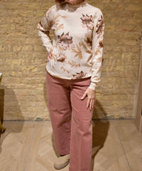 Tribal - Lightweight Printed Long-sleeve Funnel Neck Sweater