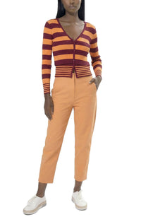 Area Stars Women's Striped Long Sleeve Knit Top in berry peach - women's cardigan