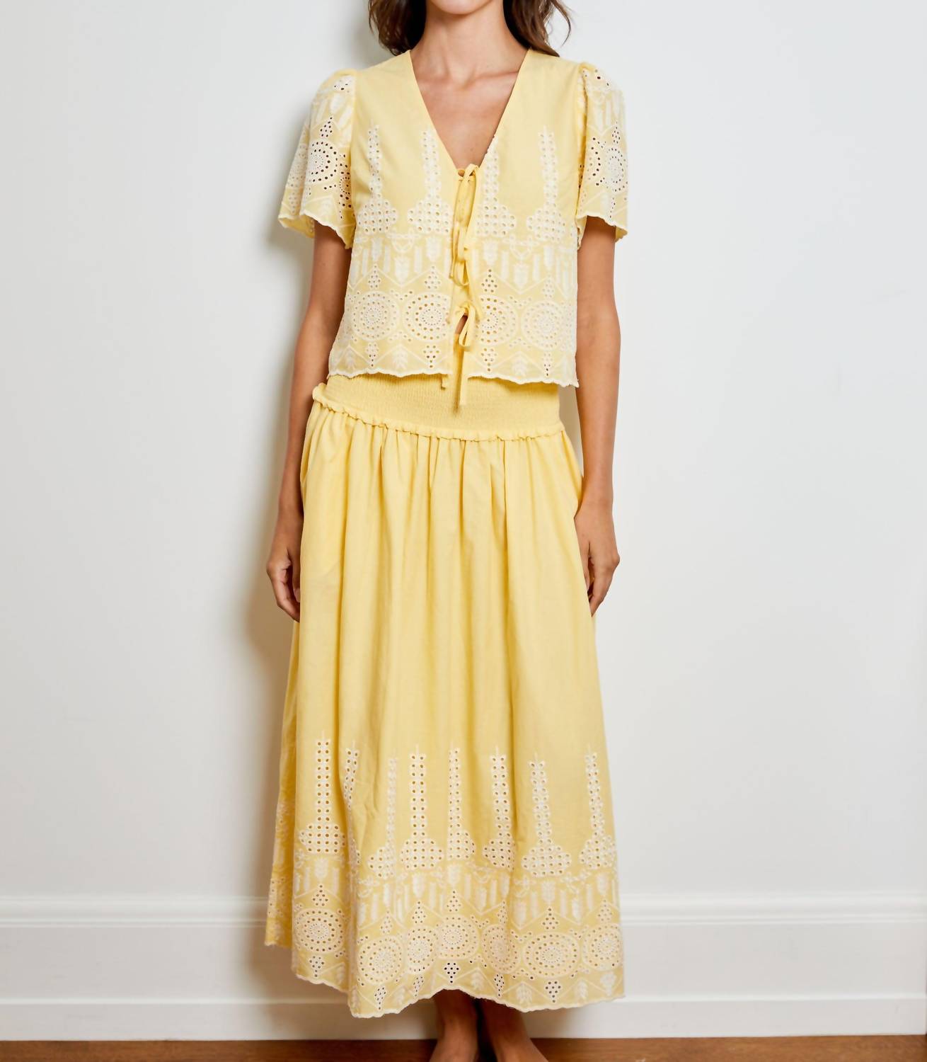 DESIGN HISTORY EYELET BLOUSE in summer solstice cbo - women's blouse - view 6
