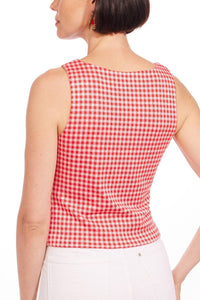 Eva Franco - Gingham Plaid Bow Top