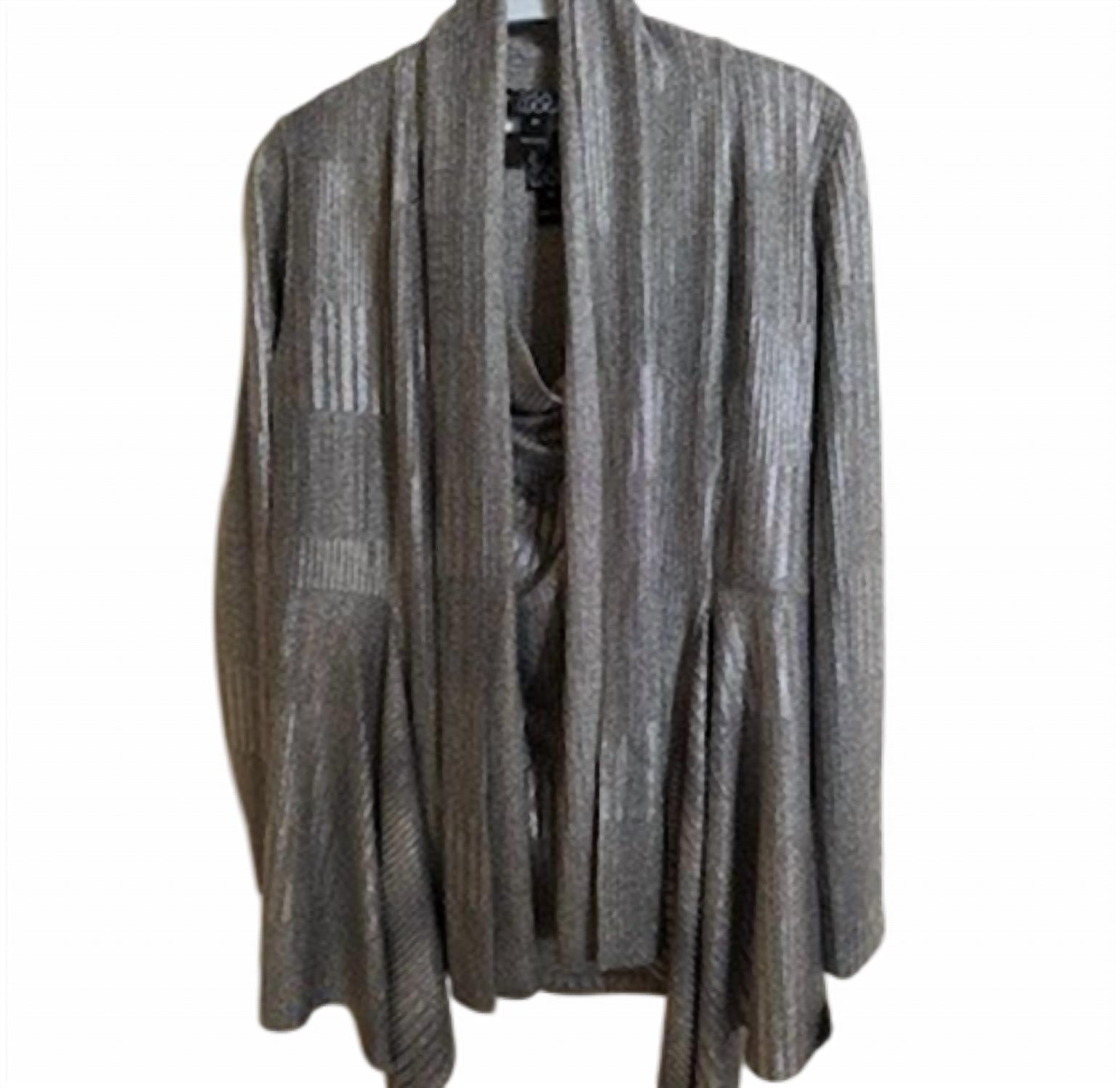 CLARA SUNWOO Women's Sheer Shimmer Drape Tunic Cardigan in silver - women's cardigan