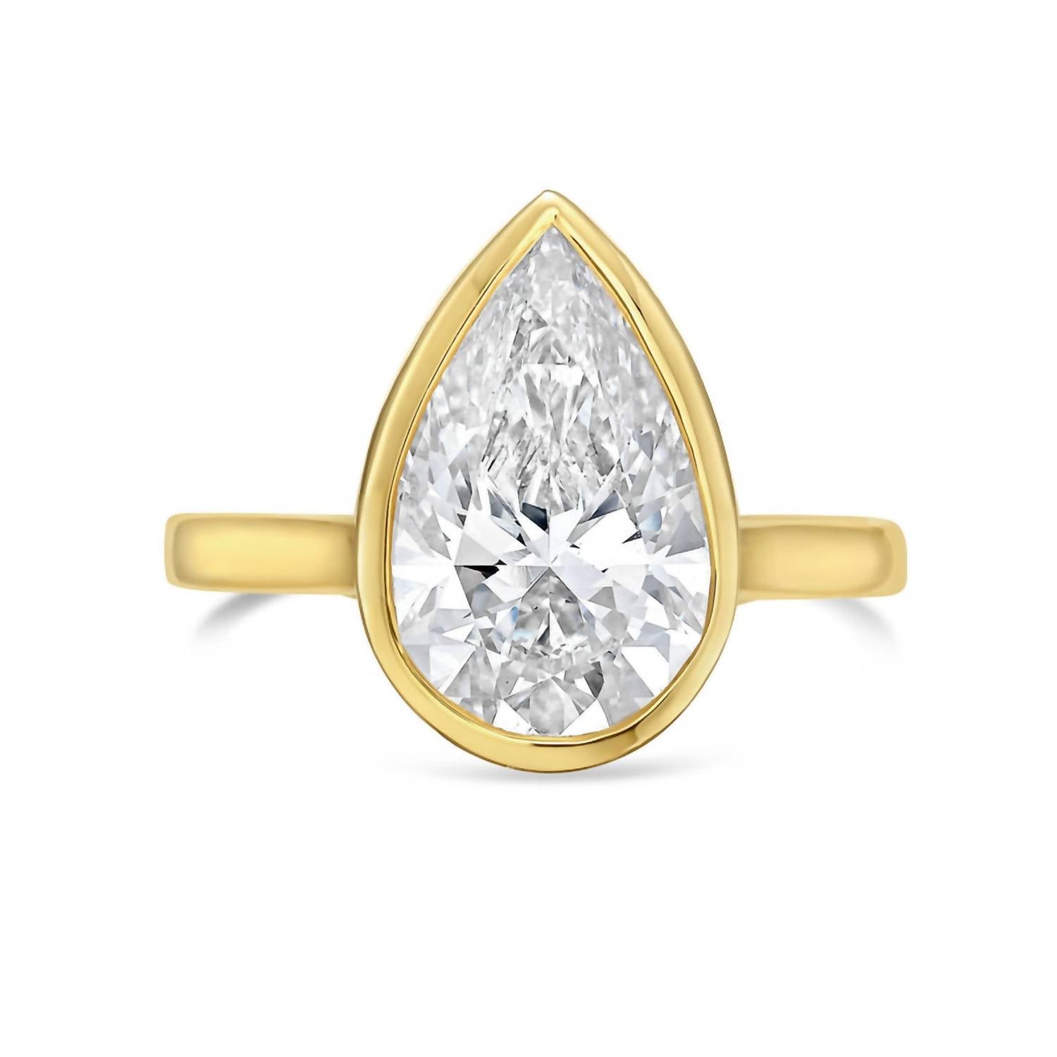 Diana M Jewels - Women's Pear Shape Lab Grown Diamond Bezel Solitaire Ring ( 10.00 Ct)