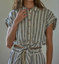 By Together - Striped Button Down Top