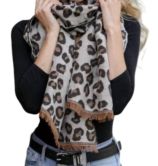 Leto - Reversible Leopard Blanket Scarf with Fringe