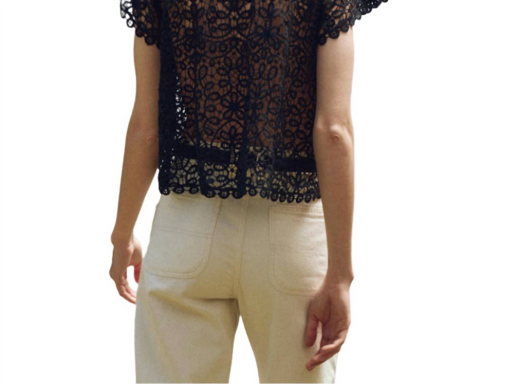 The Great. - Lattice V Neck Top