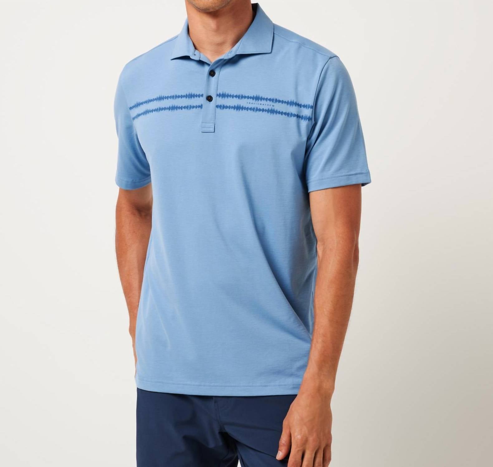 TravisMathew Sunbeam Chest Stripe Polo in pacific coast - men's shirt