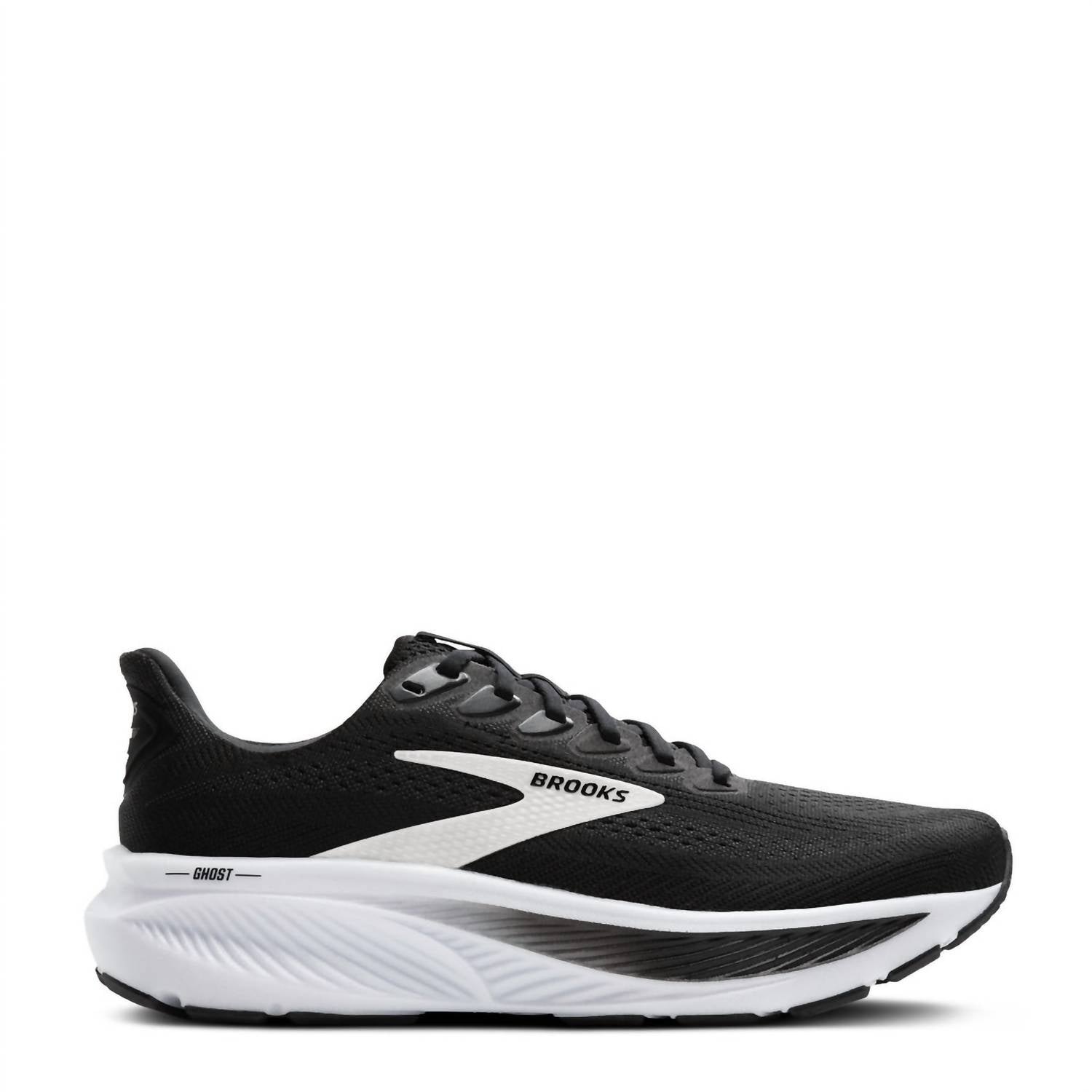 BROOKS Men's Ghost 17 Running Shoe in 090 black grey white - men's shoe - detail view