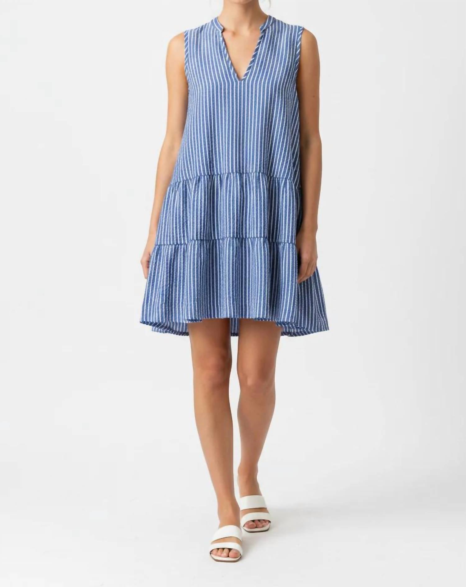Saints & Hearts - Seersucker Sleeveless Tiered Dress