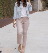 Grace And Lace - Distressed Cropped Straight Leg Denim Jeans