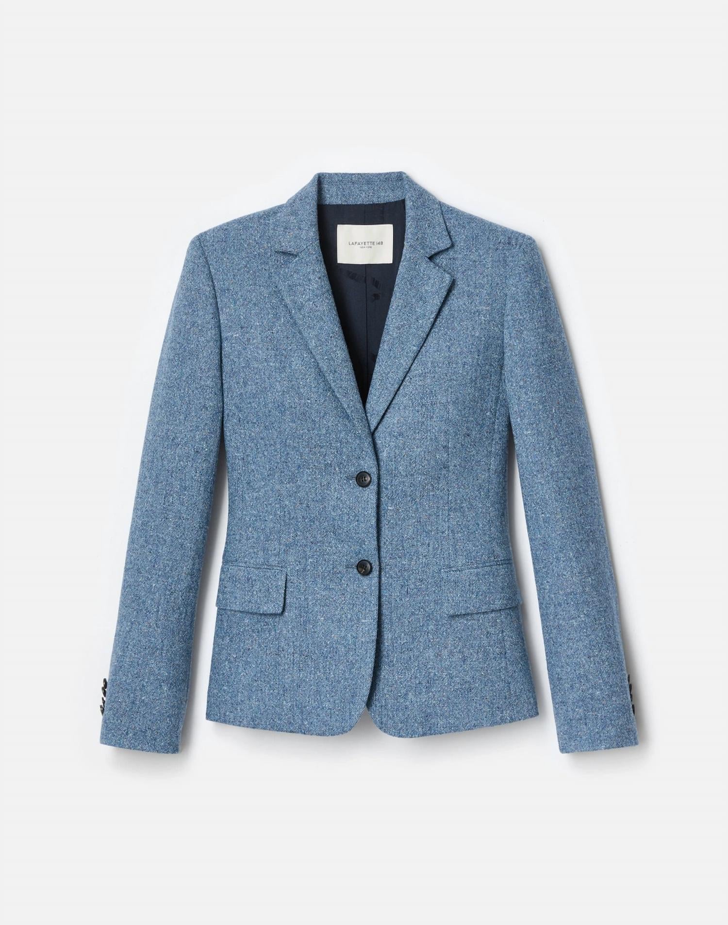Lafayette 148 Women's Double Button Fitted Blazer in bluebell multi - women's jacket