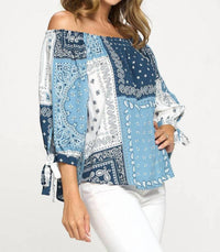 Renee C - Bandana Print Off the Shoulder Top