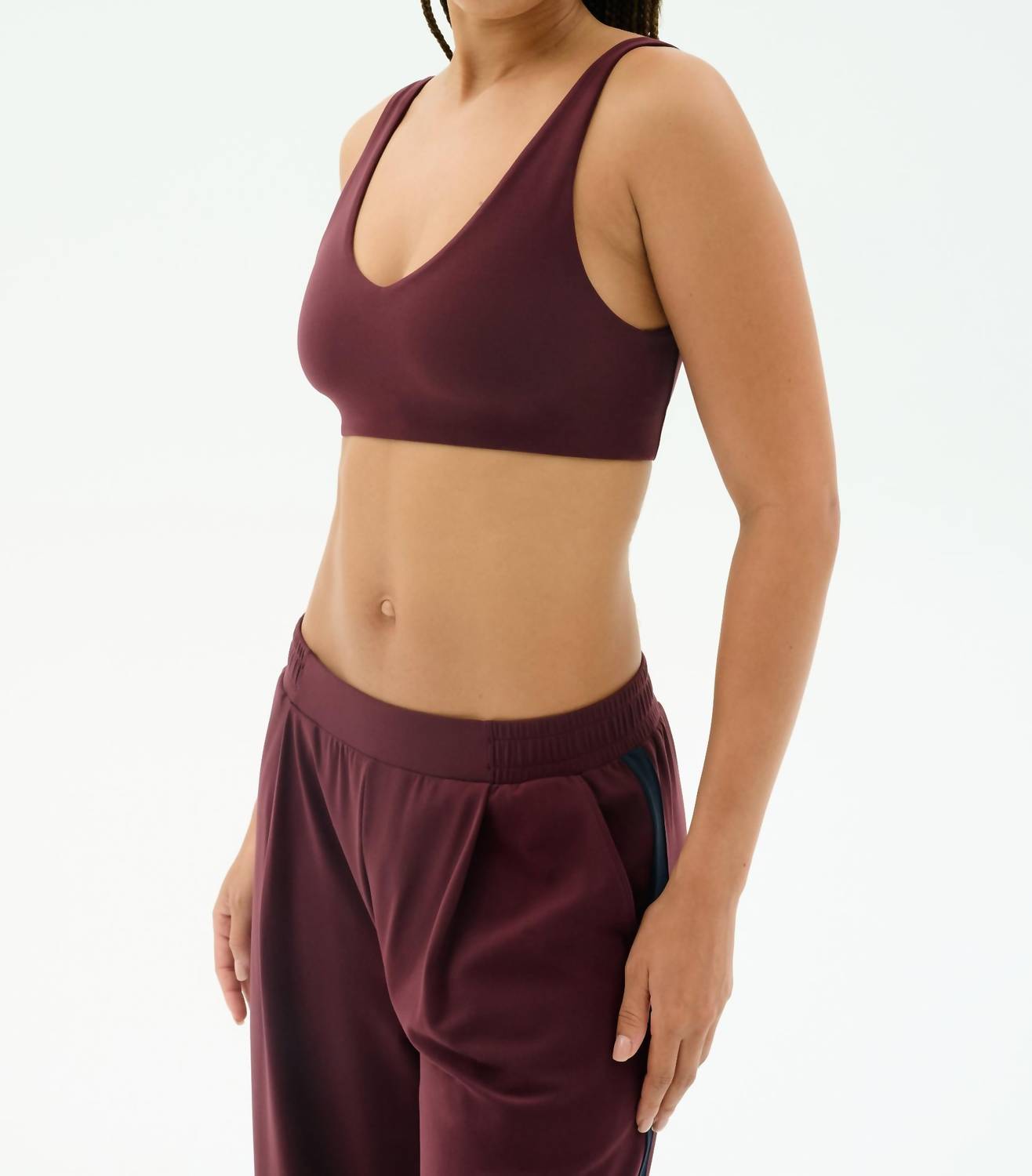 SPLITS59 Airweight Scoop Back Bra in dark cherry - women's intimate - alternate view