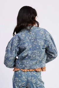 En Saison Opal Cropped Jacket in medium wash denim - women's jacket - alternate view