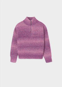Mayoral - Girls' Chunky Space Dye 1/4 Zip Sweater