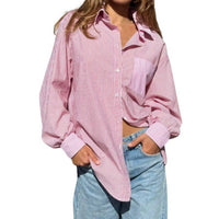 Rose Carmine - Fines Rayures Shirt