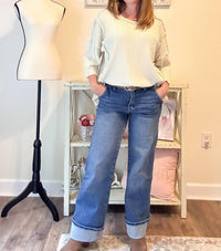 Risen - Tummy Control Wide Cuffed Jeans