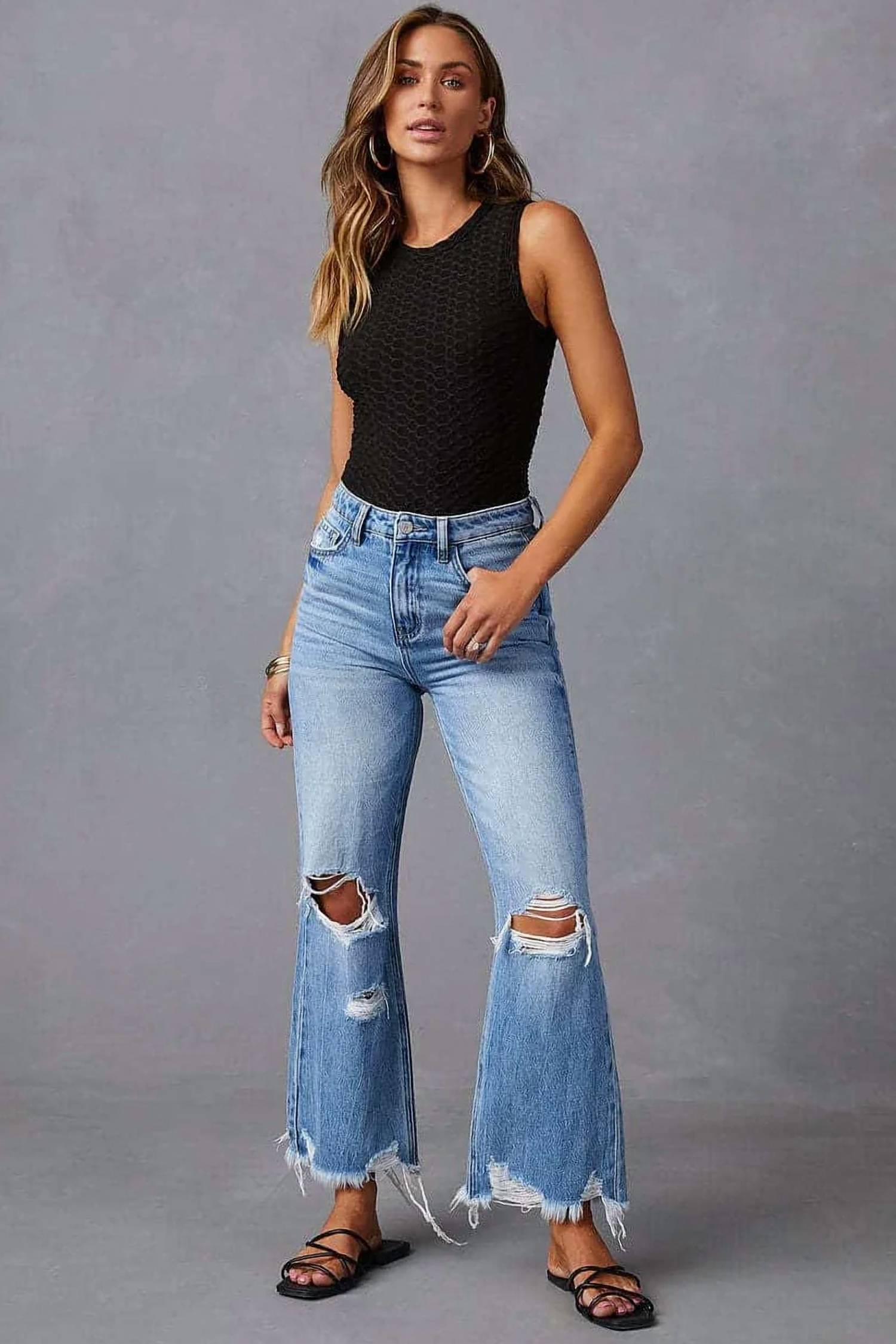 Mutig - Sienna Raw Hem Wide Leg Jeans